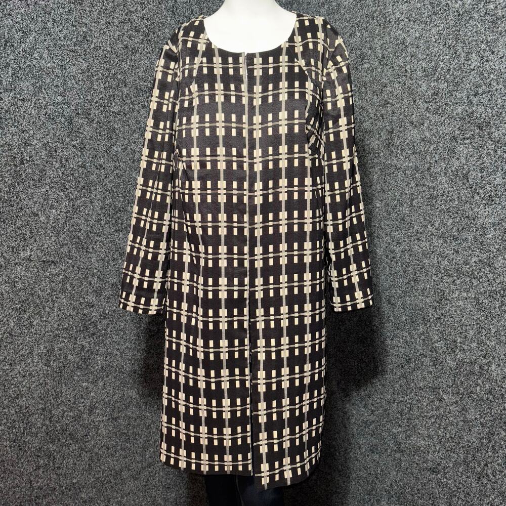 Alfani Woman Jacket‎ 0X Beige Black Geometric Print Long Sleeve Artsy Statement